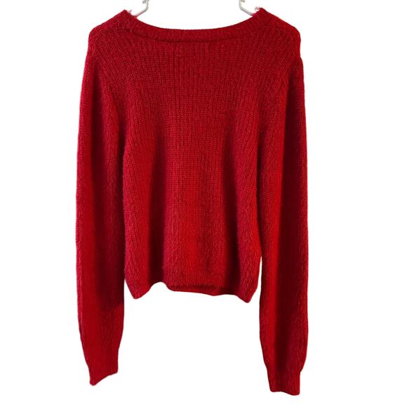 Madden Girl Women's Red Crew Neck Long Sleeve Sweater Soft Hearts Size XL - Picture 6 of 6